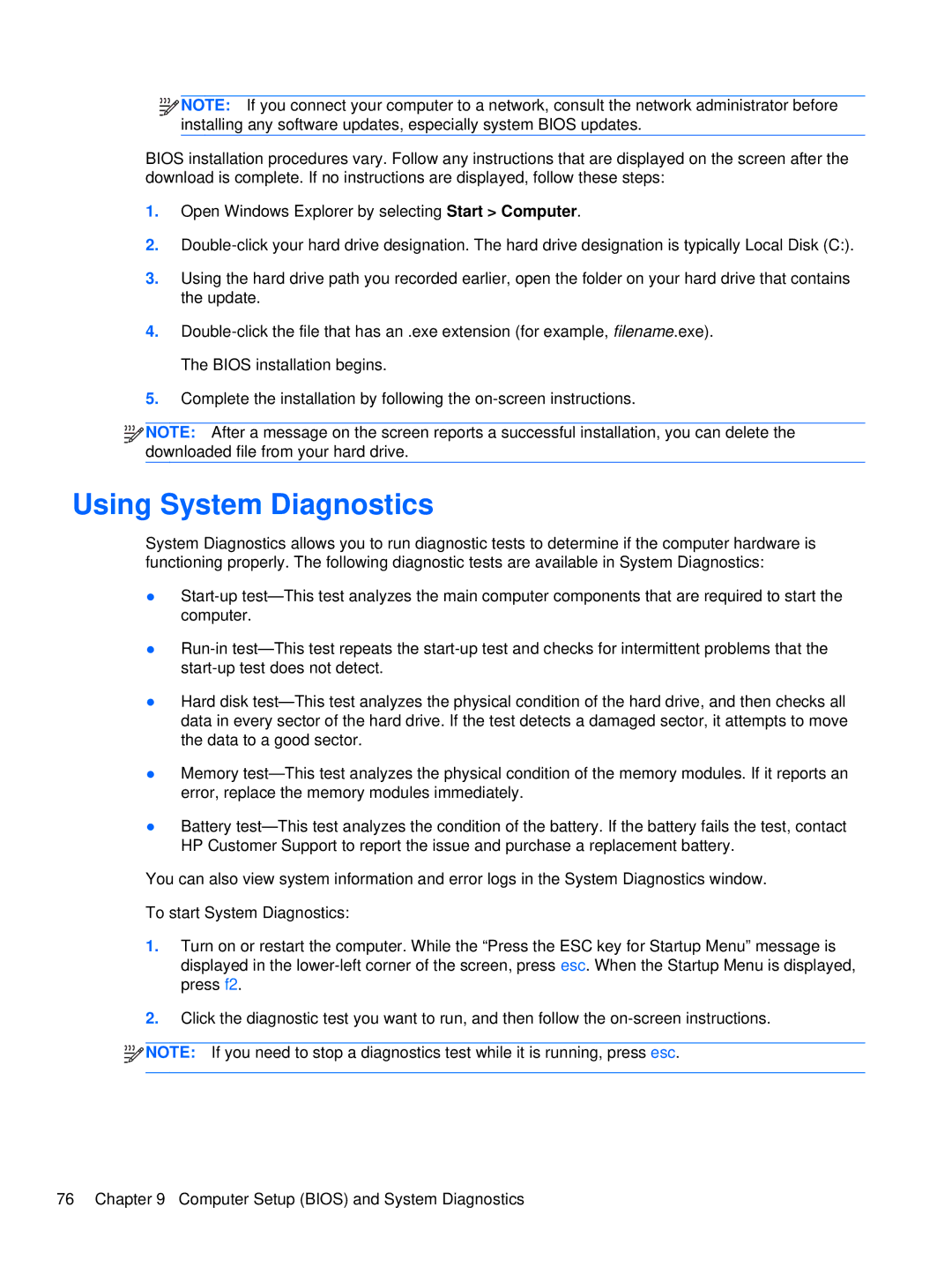 HP LJ527UT, WX557AV, LQ174AW, LQ164AW manual Using System Diagnostics 