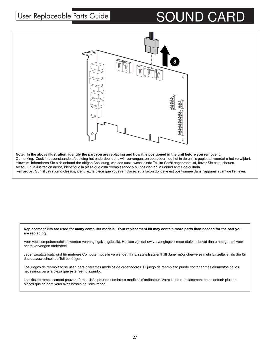 HP X09 manual Sound Card 