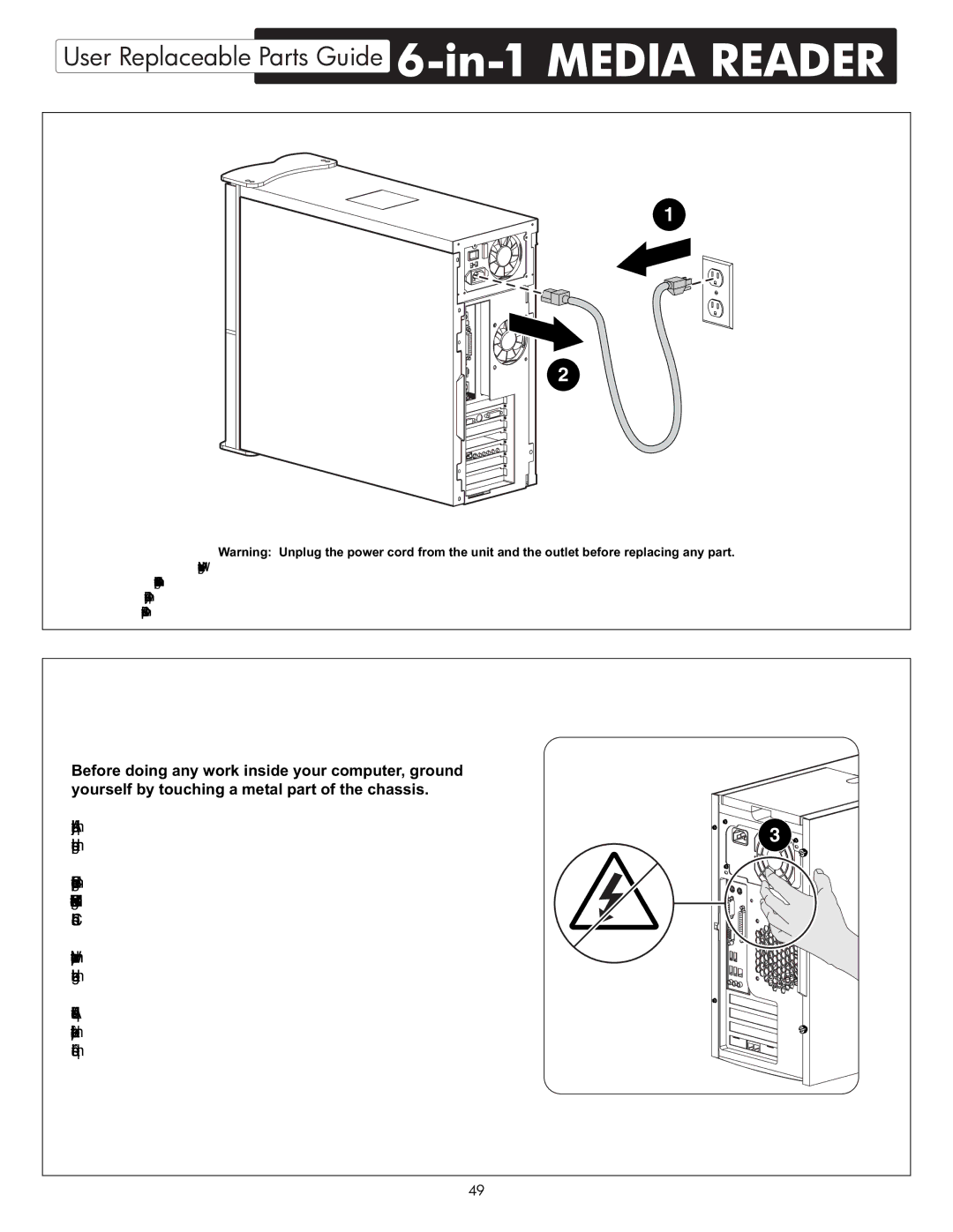 HP X09 manual User Replaceable Parts Guide 6-in-1 Media Reader 