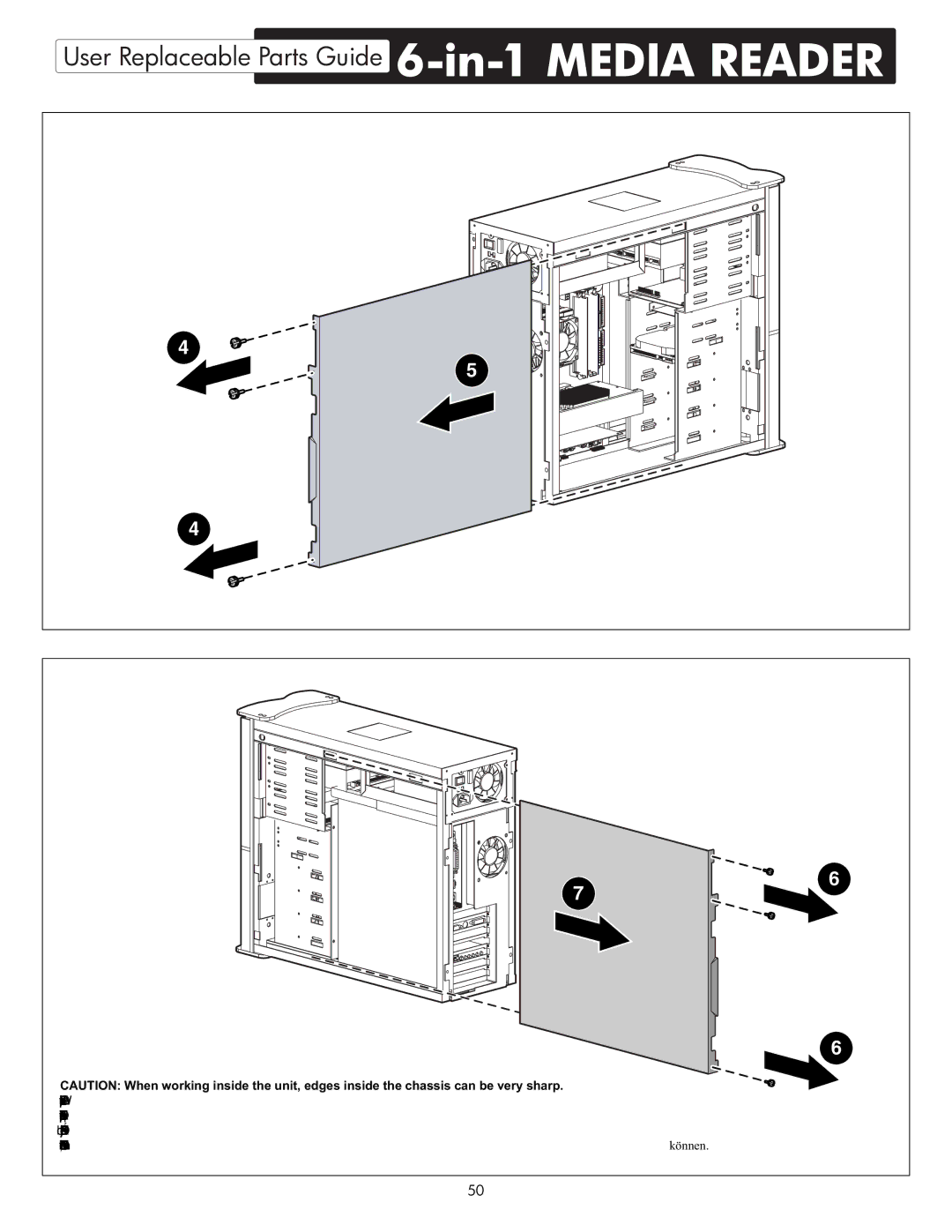 HP X09 manual User Replaceable Parts Guide 6-in-1 Media Reader 