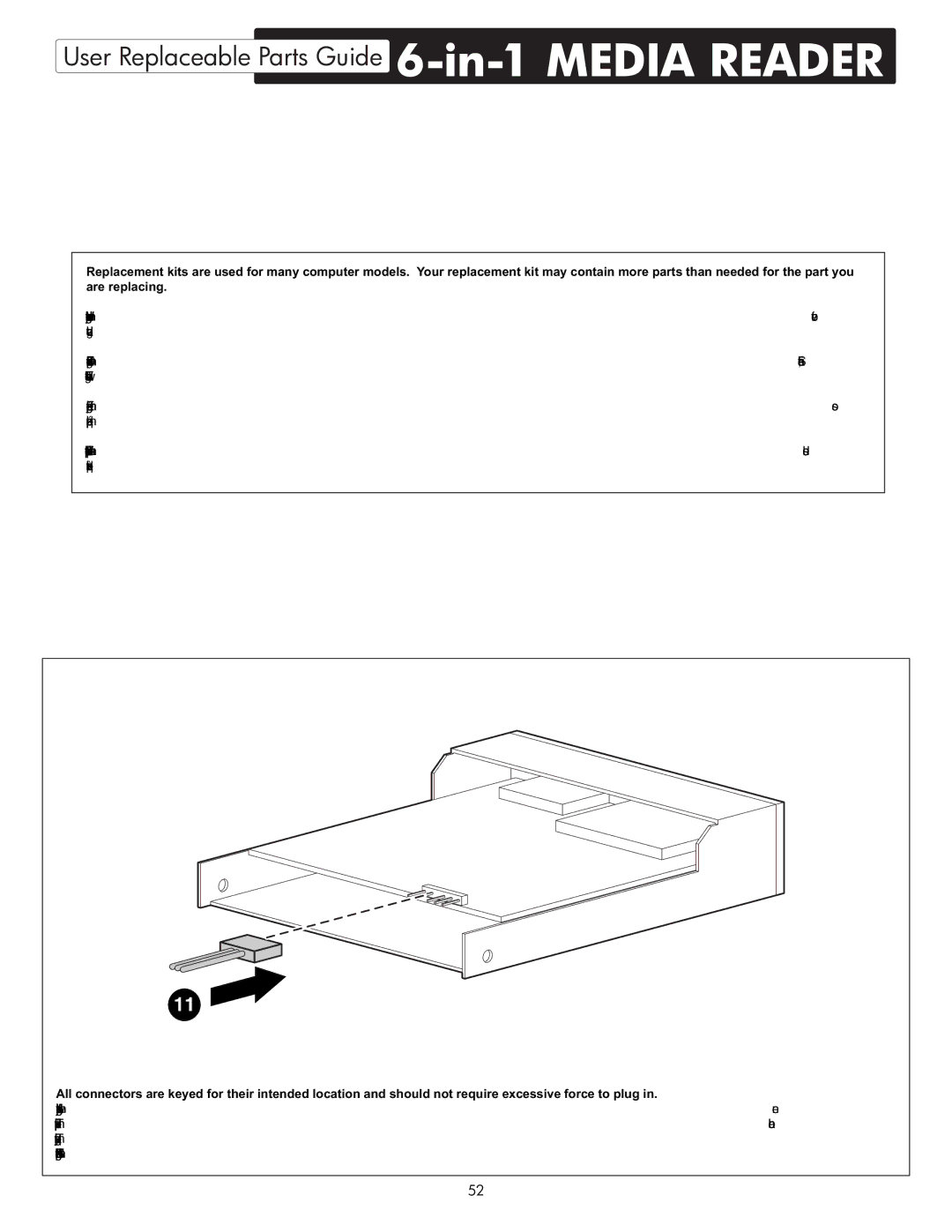 HP X09 manual User Replaceable Parts Guide 6-in-1 Media Reader 