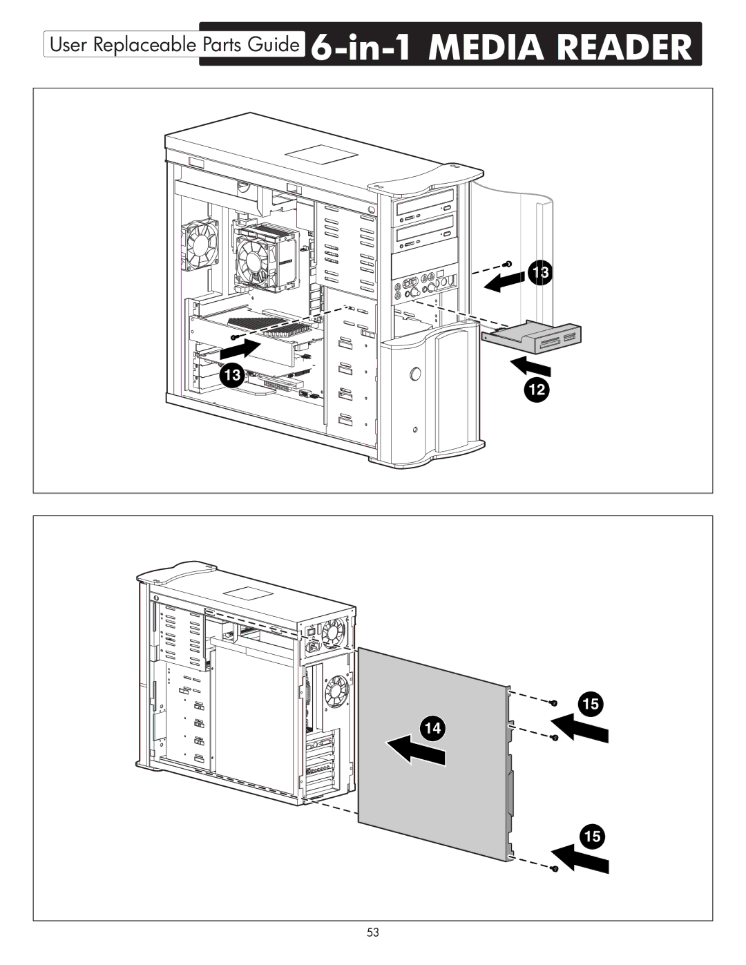 HP X09 manual User Replaceable Parts Guide 6-in-1 Media Reader 