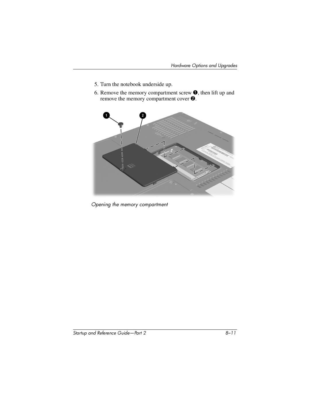 HP X1000 (DS829AV) manual Opening the memory compartment 