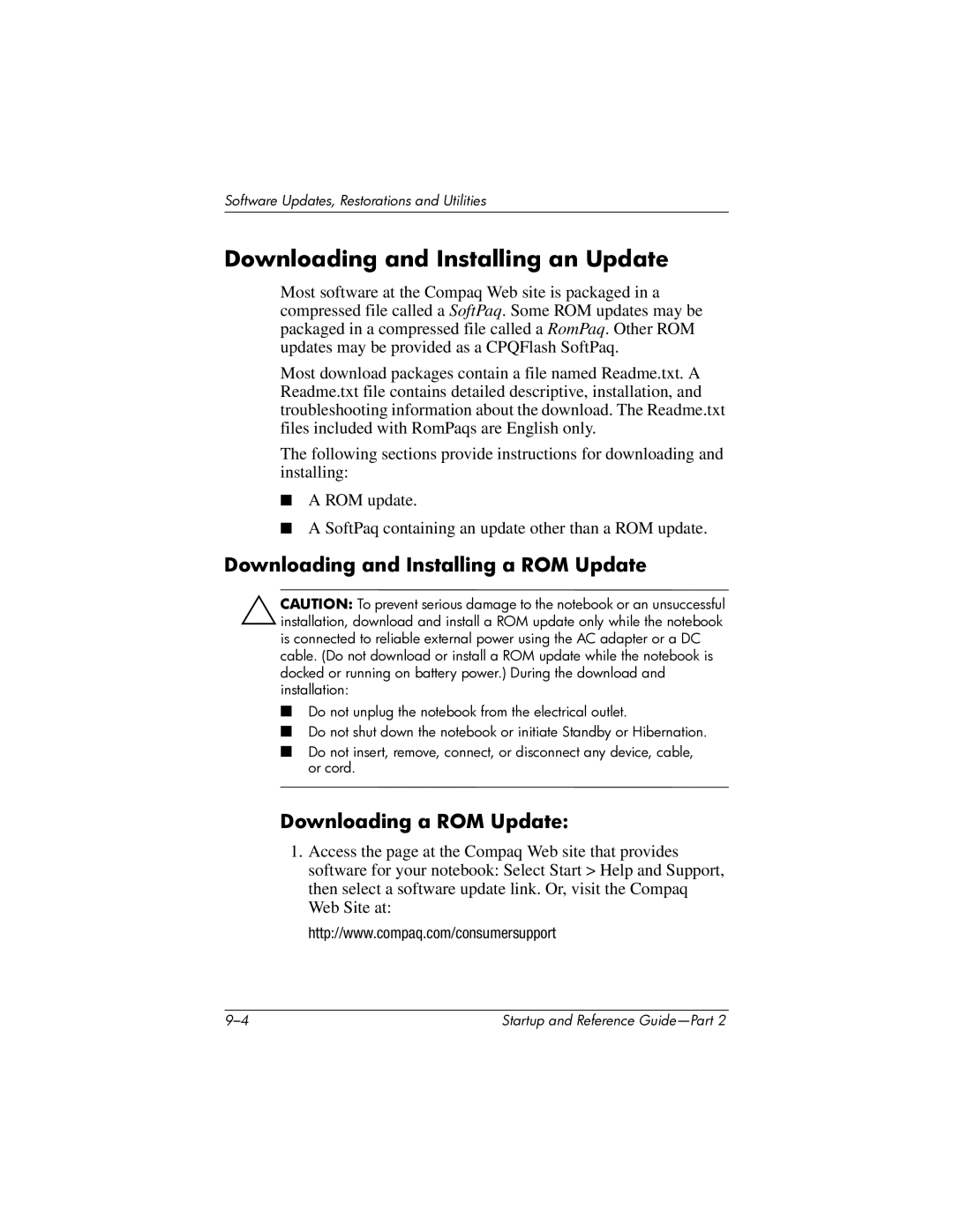 HP X1000 (DS829AV) Downloading and Installing an Update, Downloading and Installing a ROM Update, Downloading a ROM Update 