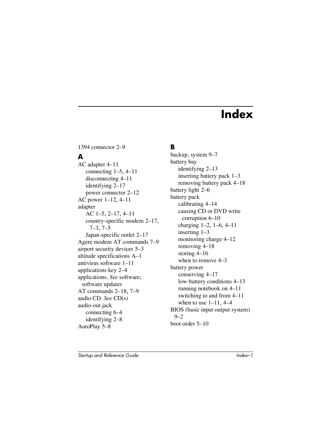 HP X1000 (DS829AV) manual Index 