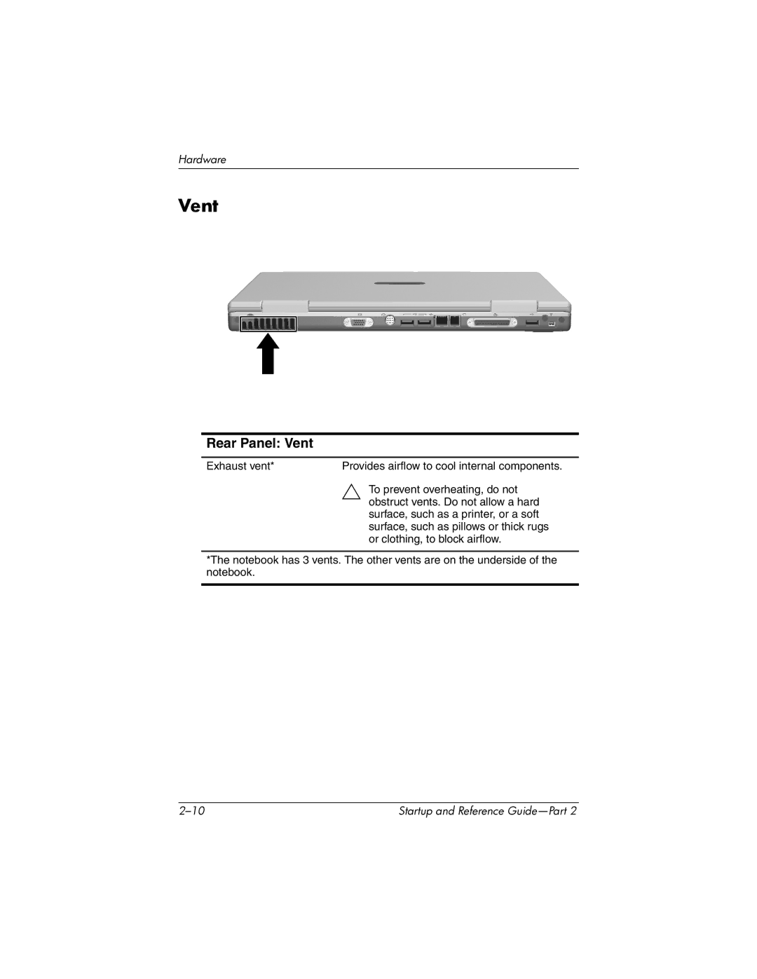 HP X1000 (DS829AV) manual Rear Panel Vent 