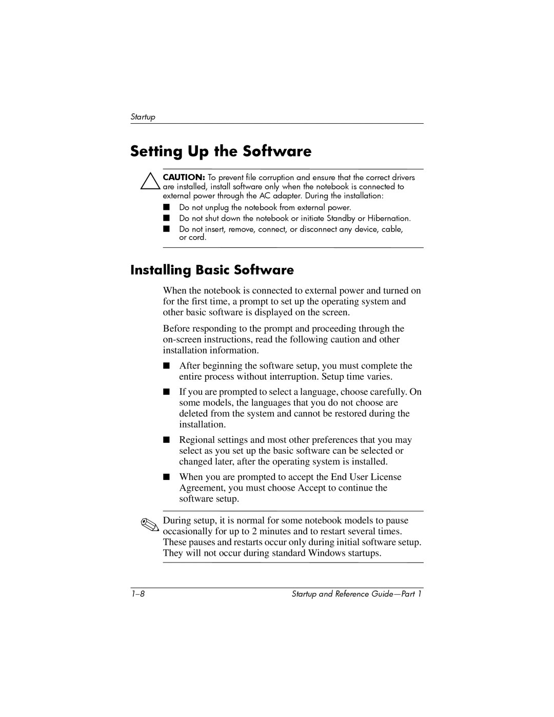 HP X1015US, X1020US, X1027AP, X1021AP, X1026AP, X1023AP, X1016EA, X1020EA Setting Up the Software, Installing Basic Software 