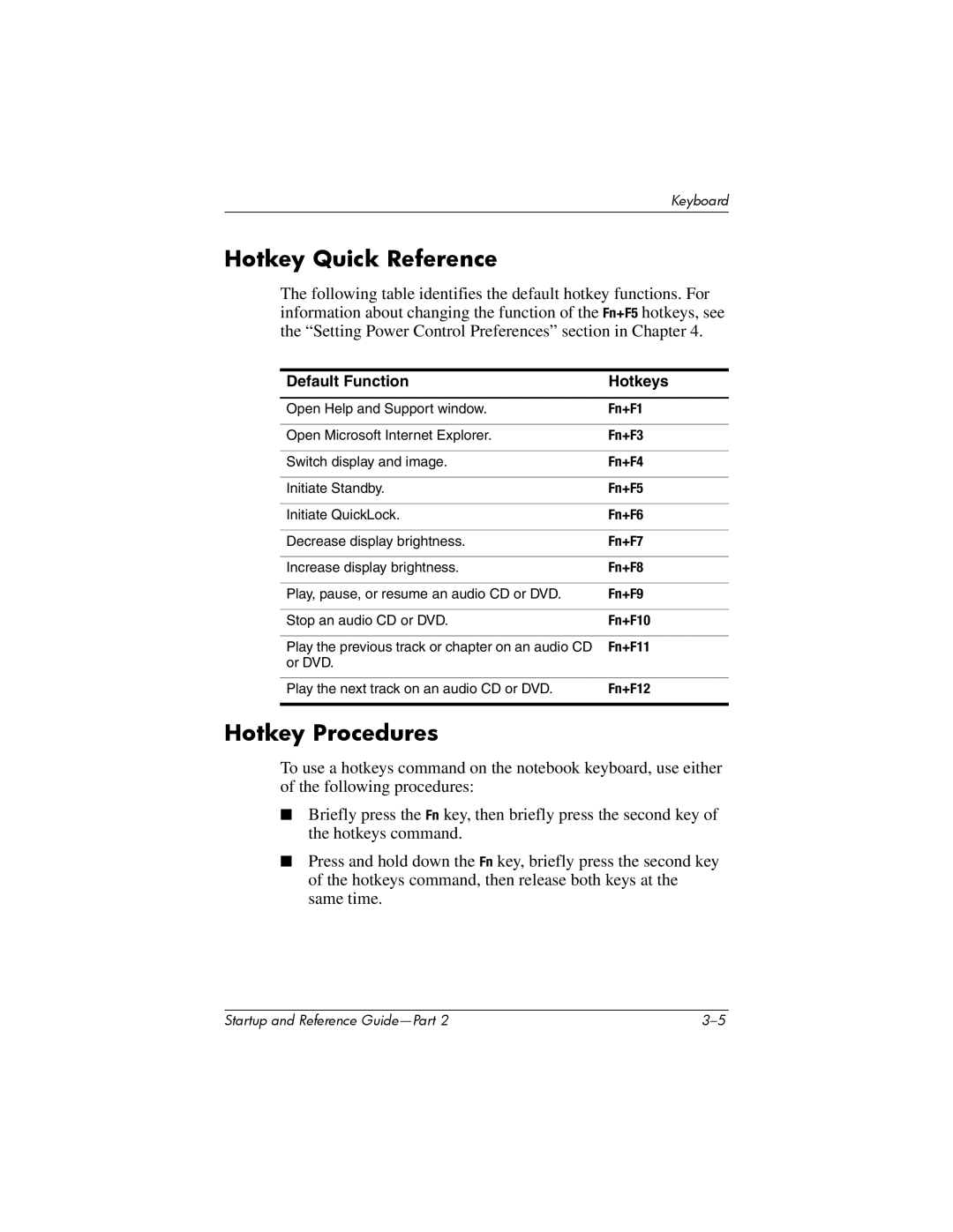 HP X1033AP, X1020US, X1027AP, X1021AP, X1026AP, X1023AP, X1016EA, X1020EA, X1018CL manual Hotkey Quick Reference, Hotkey Procedures 