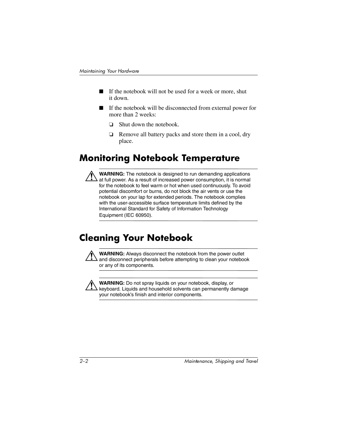 HP X1018CL, X1020US, X1027AP, X1021AP, X1026AP, X1023AP, X1016EA, 3016US Monitoring Notebook Temperature, Cleaning Your Notebook 