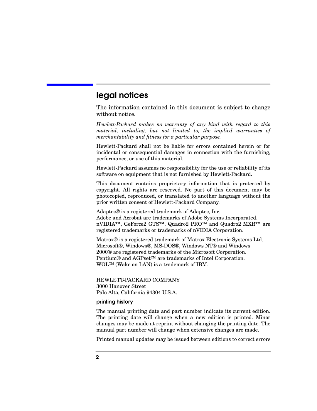 HP X1100 manual Legal notices 