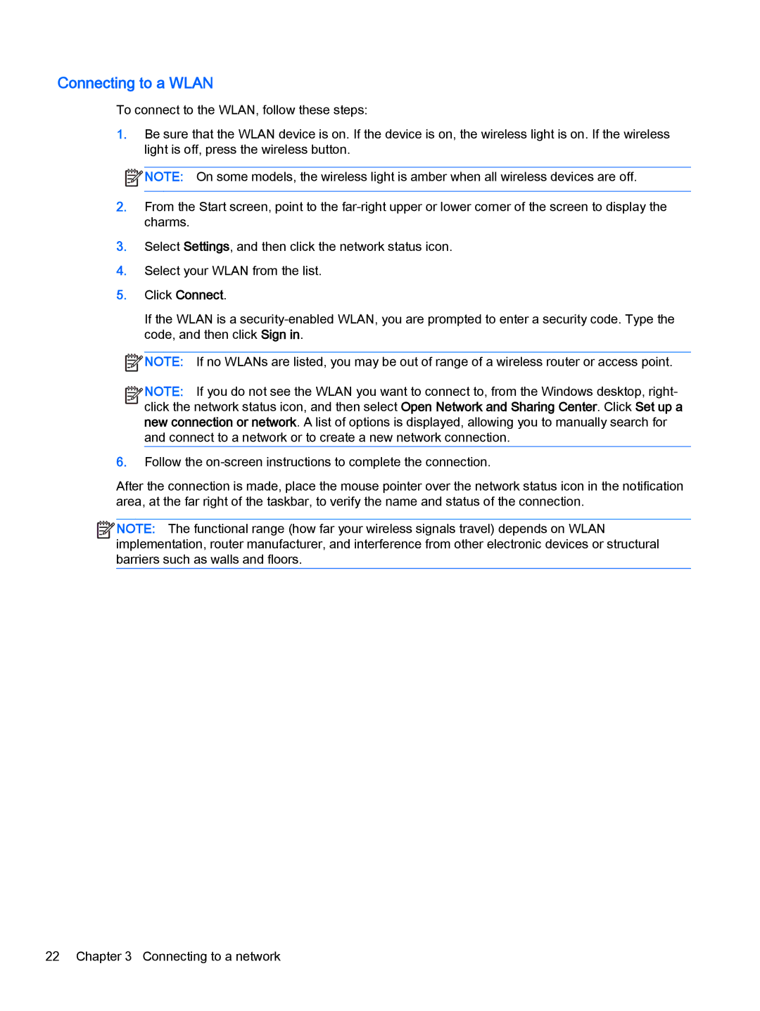 HP x2 1011 G1 (Windows 8.1) manual Connecting to a Wlan 