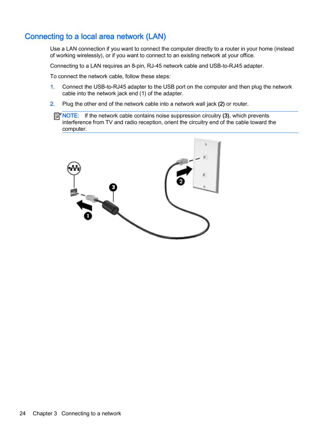 HP x2 1011 G1 manual Connecting to a local area network LAN 