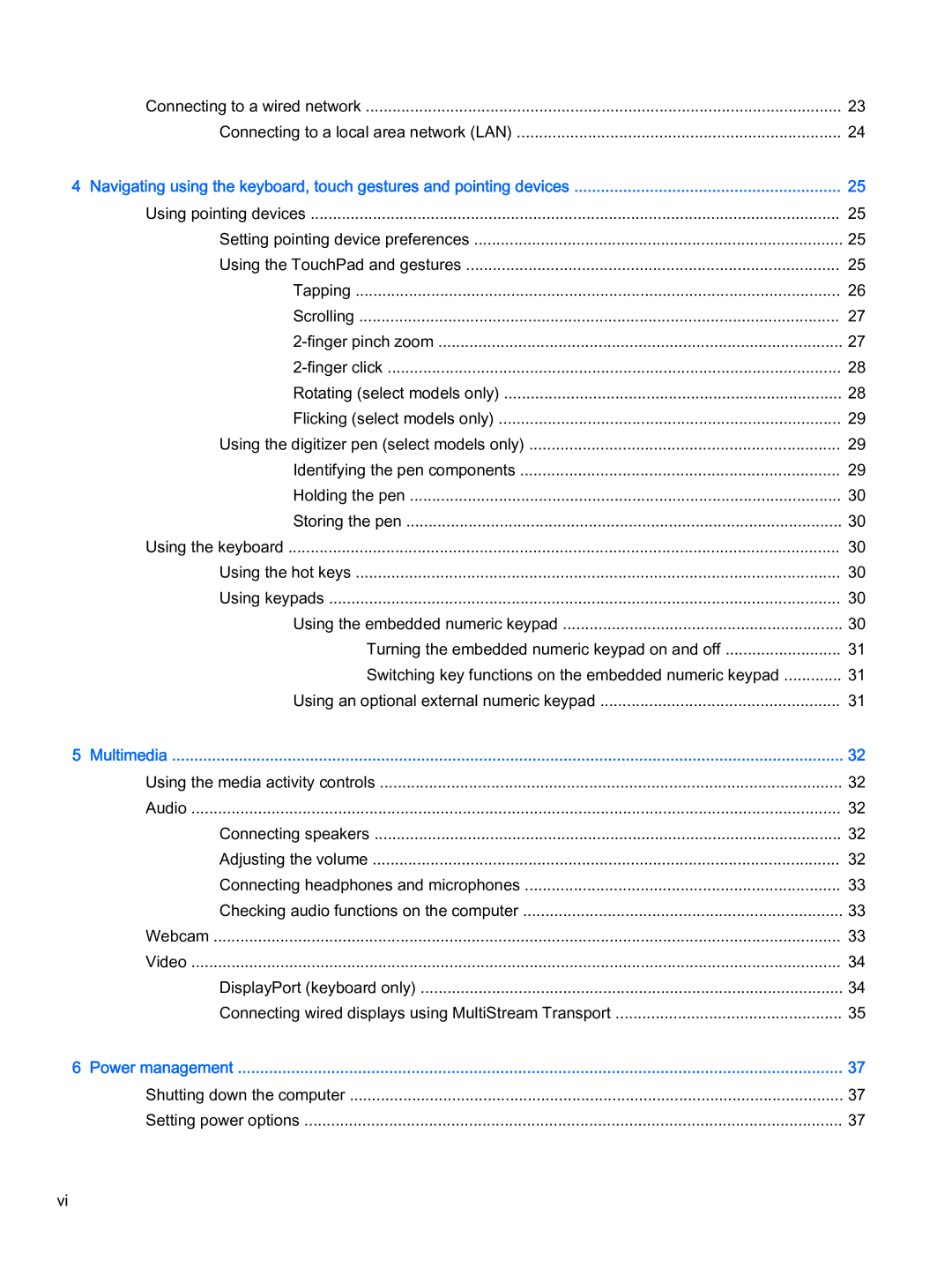 HP x2 1011 G1 manual Shutting down the computer Setting power options 