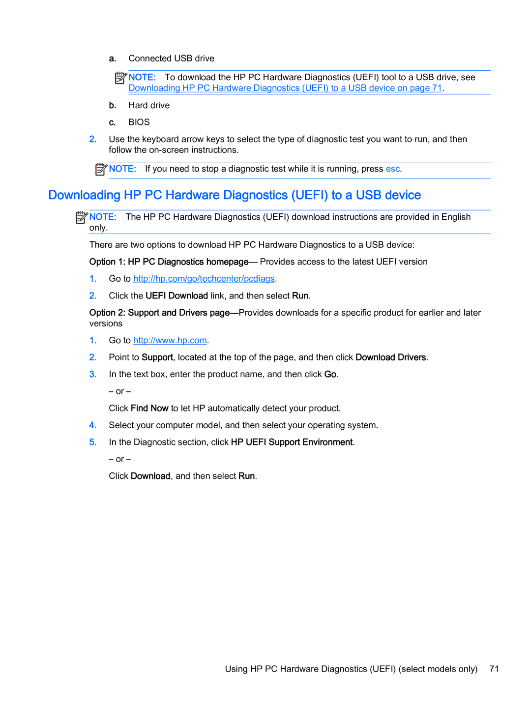 HP x2 1011 G1 manual Downloading HP PC Hardware Diagnostics Uefi to a USB device 