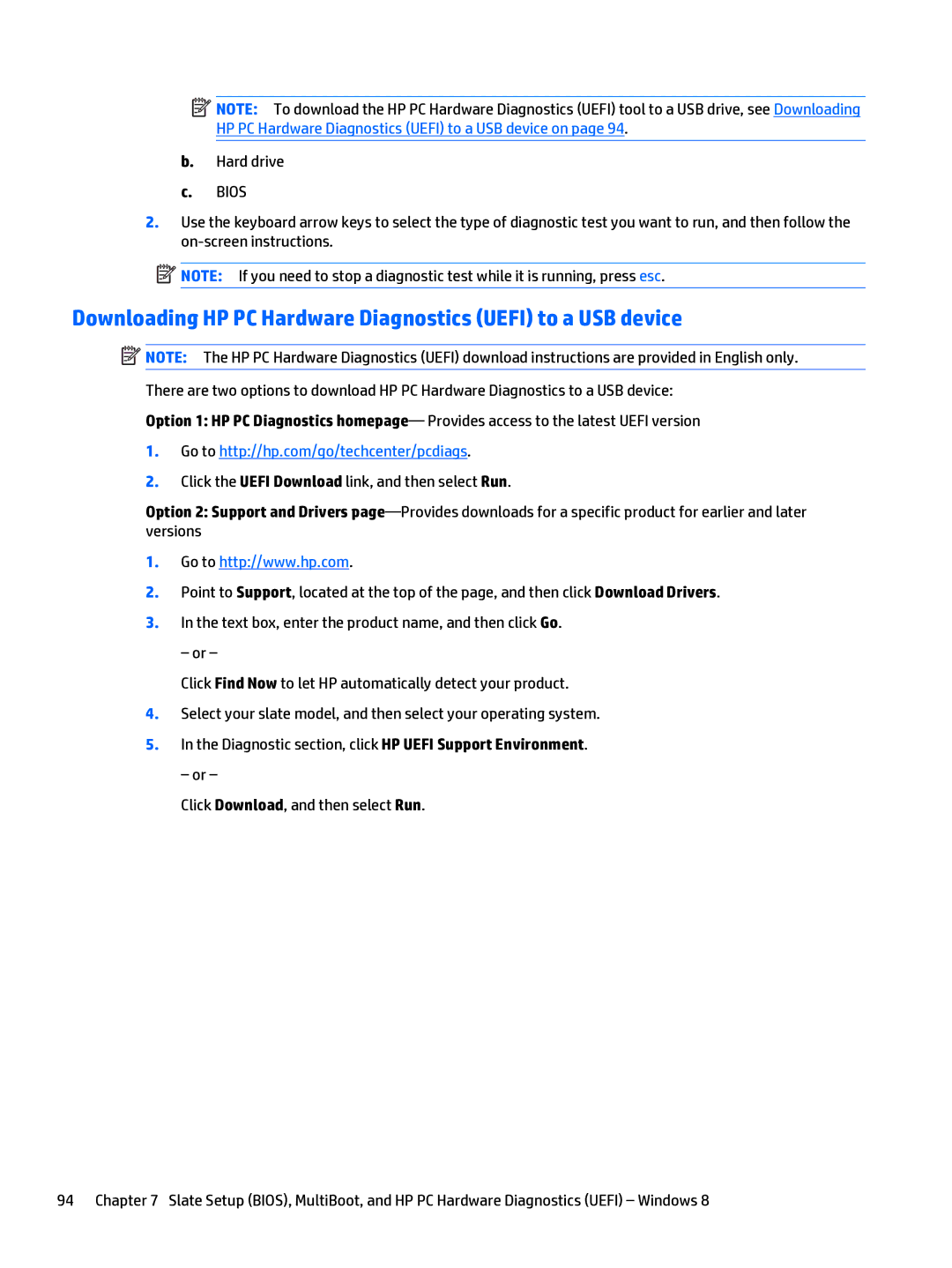 HP x2 1011 G1 manual Downloading HP PC Hardware Diagnostics Uefi to a USB device 