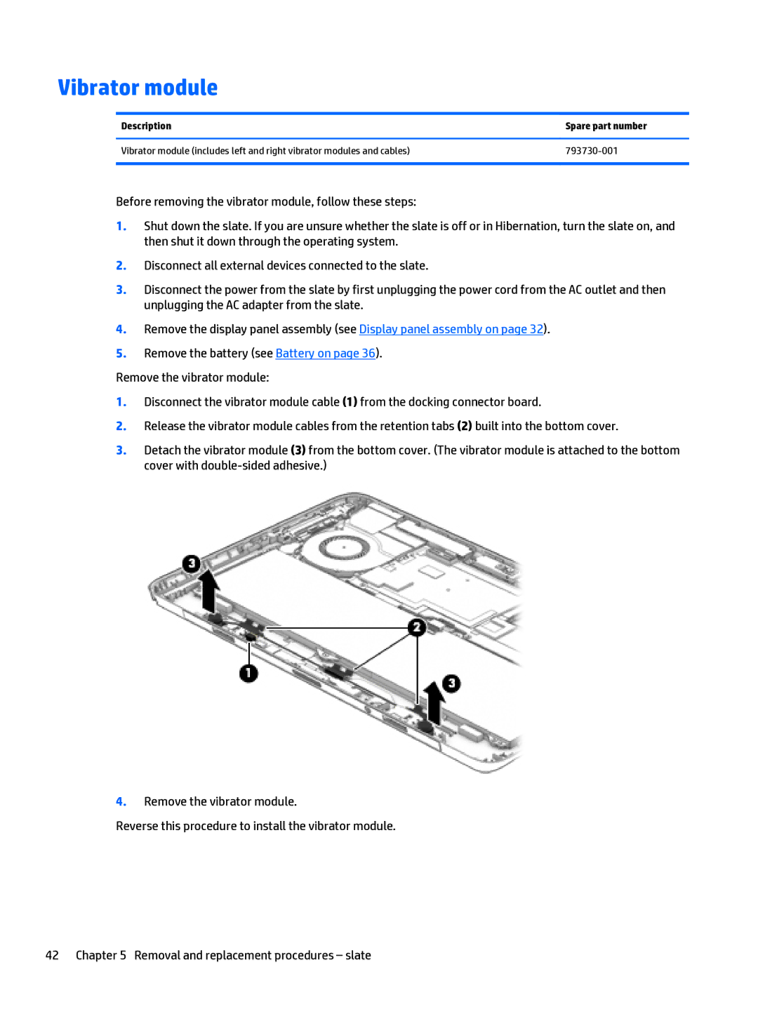 HP x2 1011 G1 manual Vibrator module 