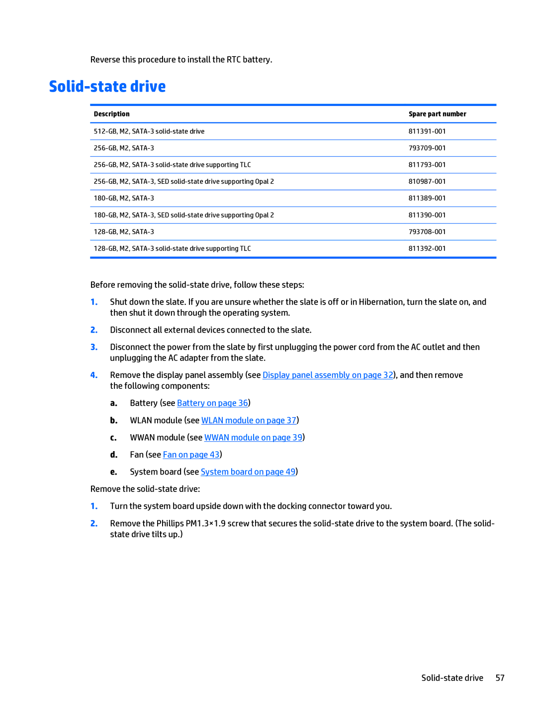 HP x2 1011 G1 manual Solid-state drive 