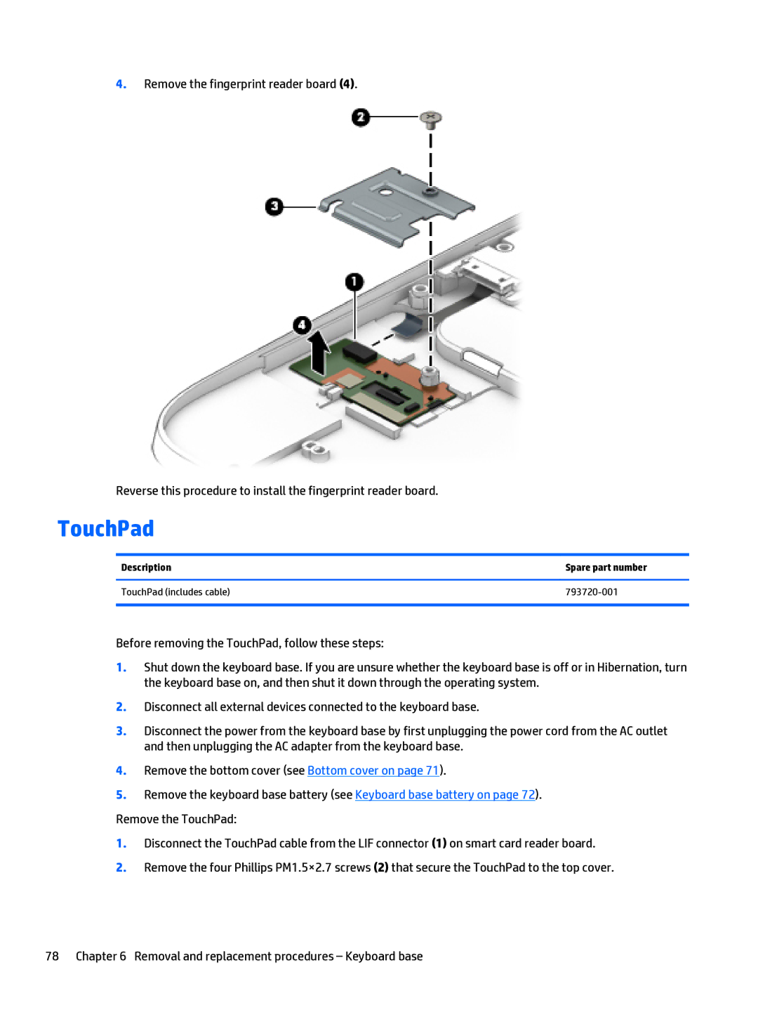 HP x2 1011 G1 manual TouchPad 