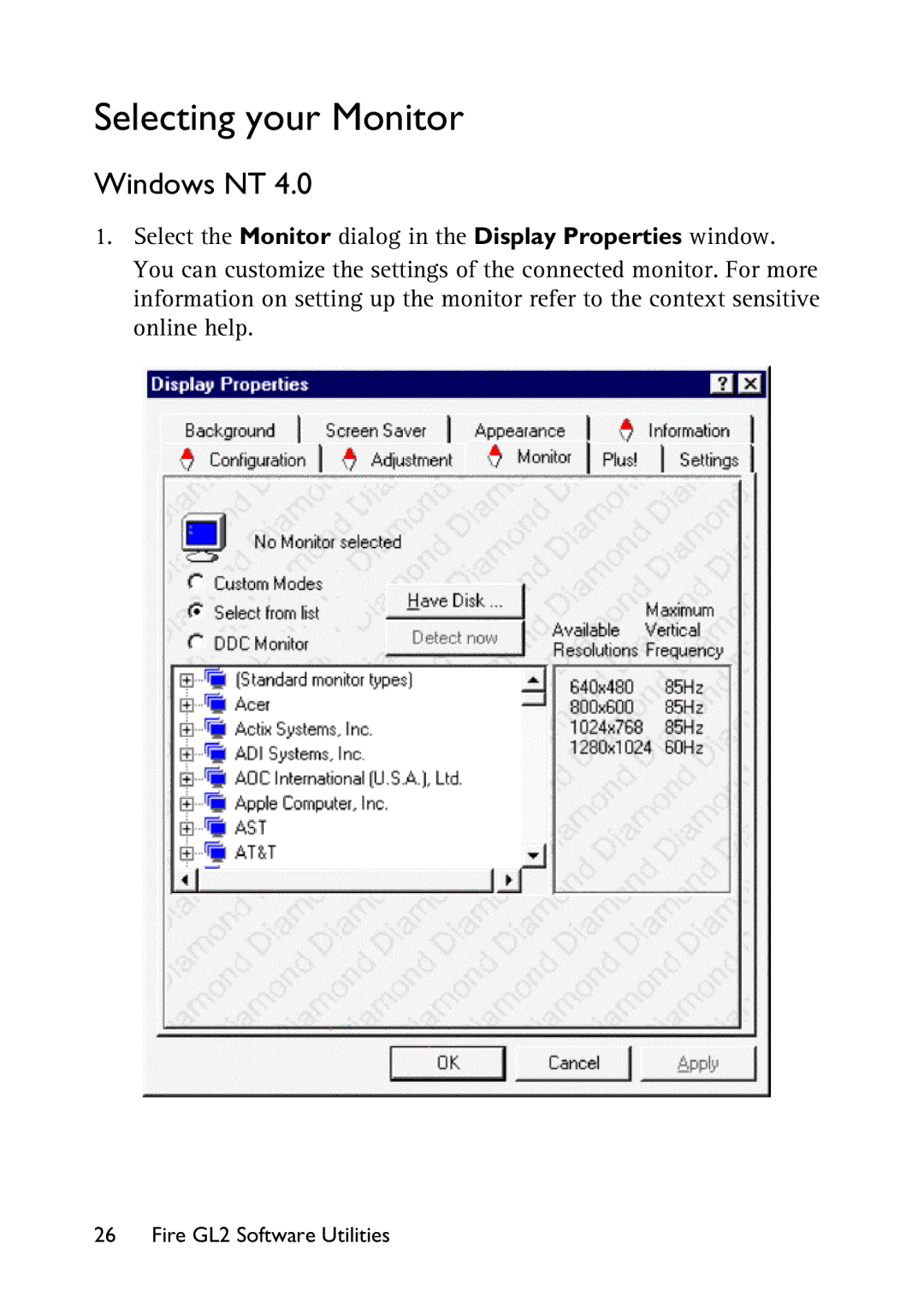 HP x2100 manual Selecting your Monitor 