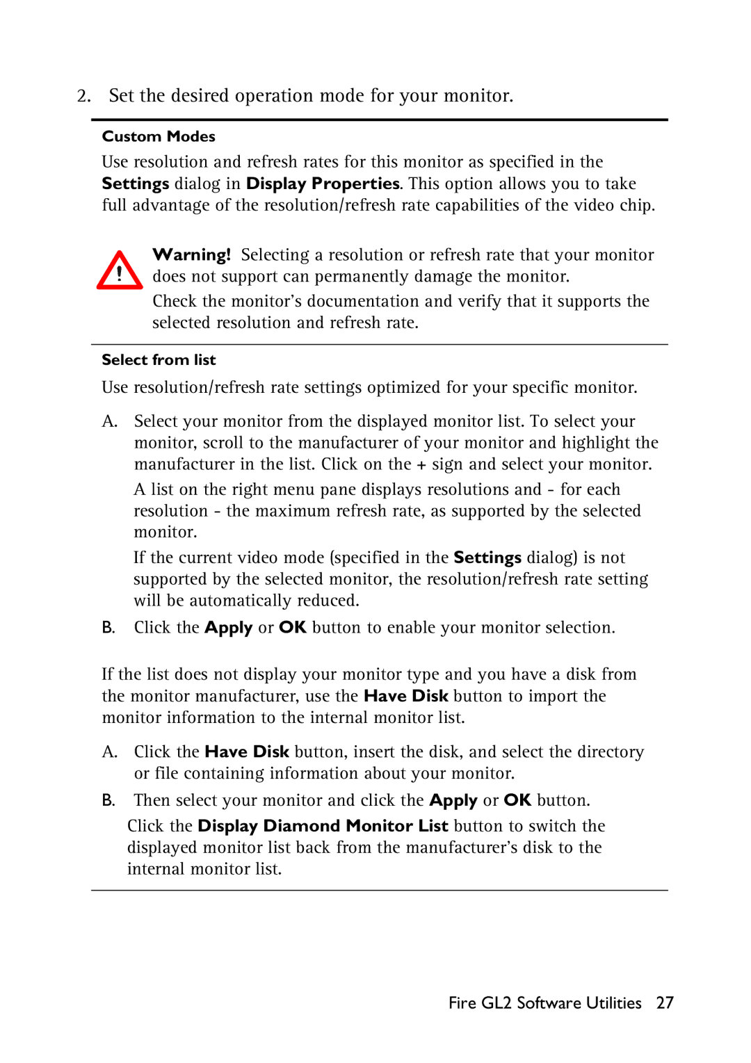 HP x2100 manual Set the desired operation mode for your monitor 