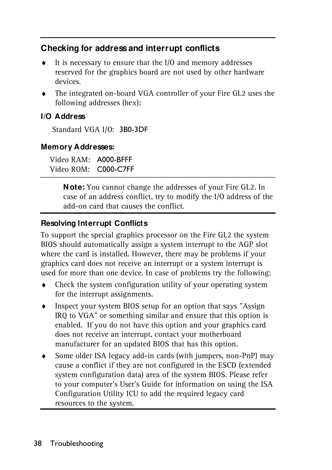 HP x2100 manual Checking for address and interrupt conflicts, Resolving Interrupt Conflicts 