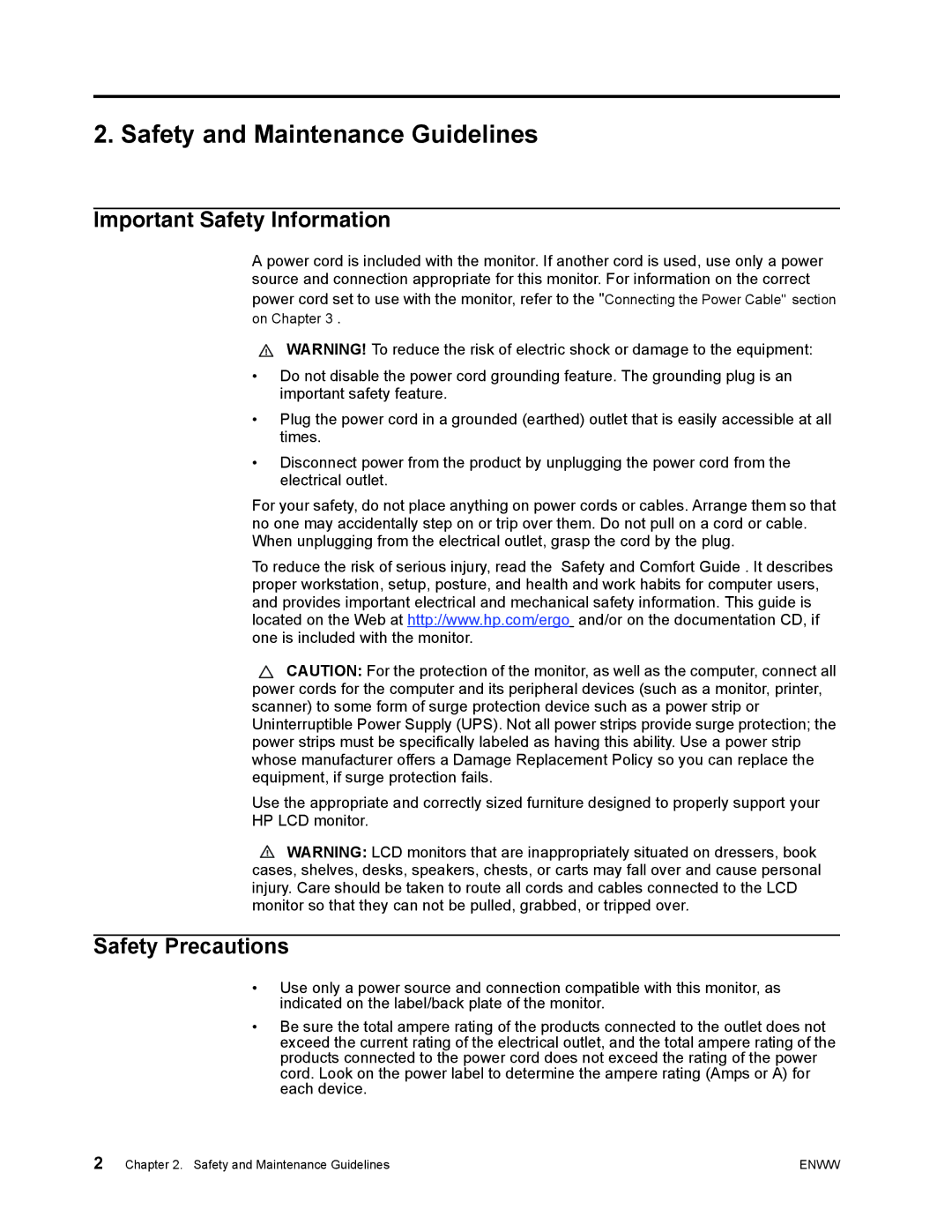 HP X23, X22C manual Safety and Maintenance Guidelines, Important Safety Information, Safety Precautions 