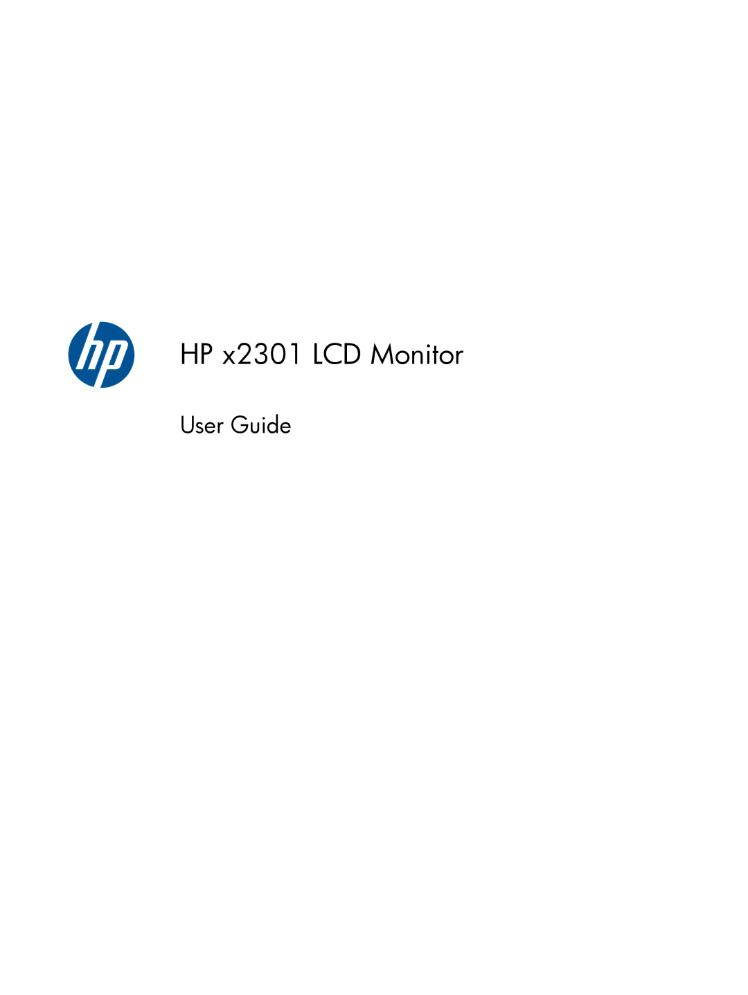 HP x2301 Diagonal Micro Thin manual HP x2301 LCD Monitor 