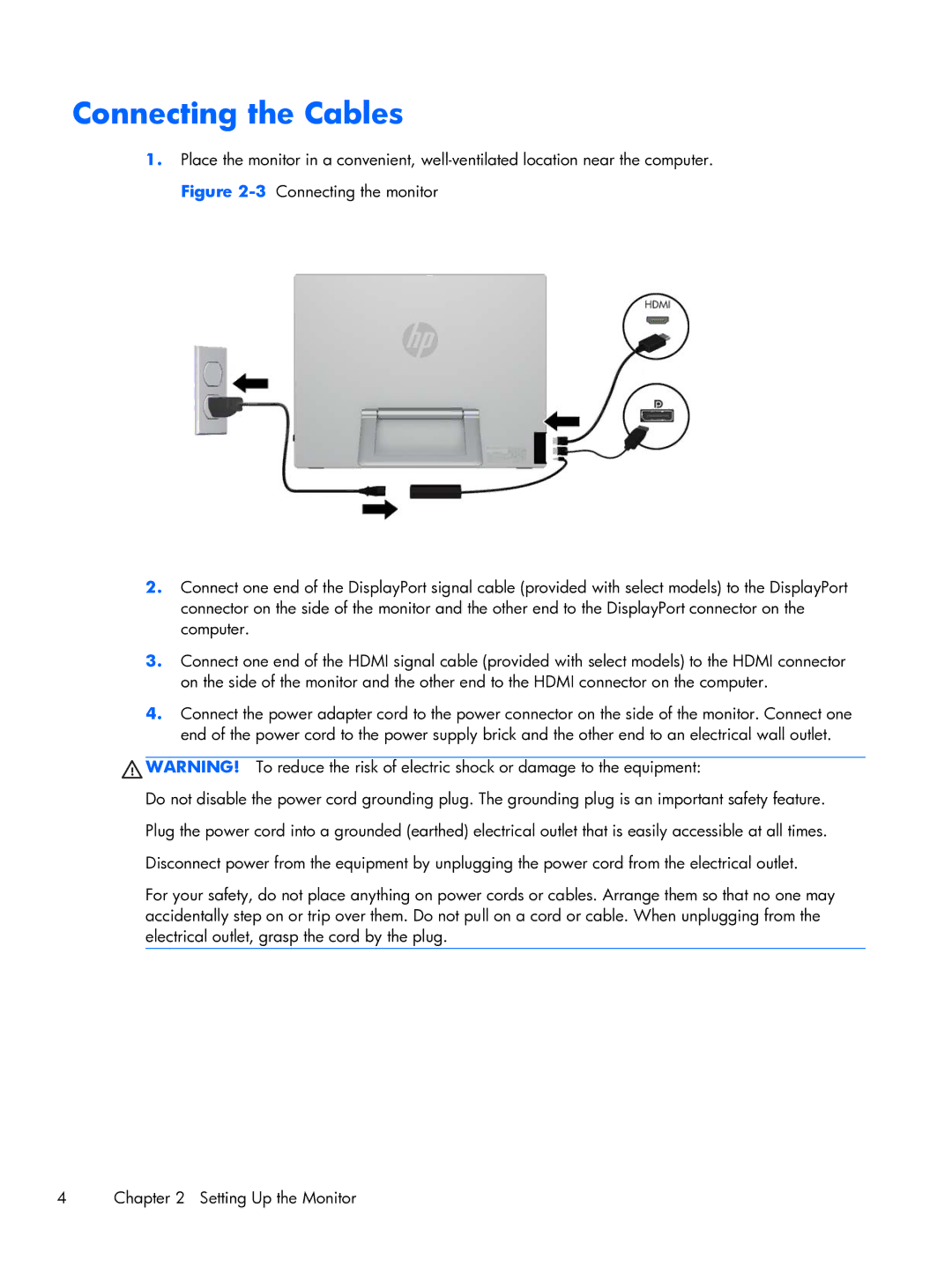 HP x2401 B6R49AS#ABA manual Connecting the Cables 