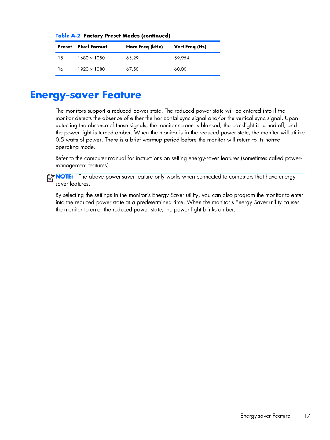 HP x2401 B6R49AS#ABA manual Energy-saver Feature 