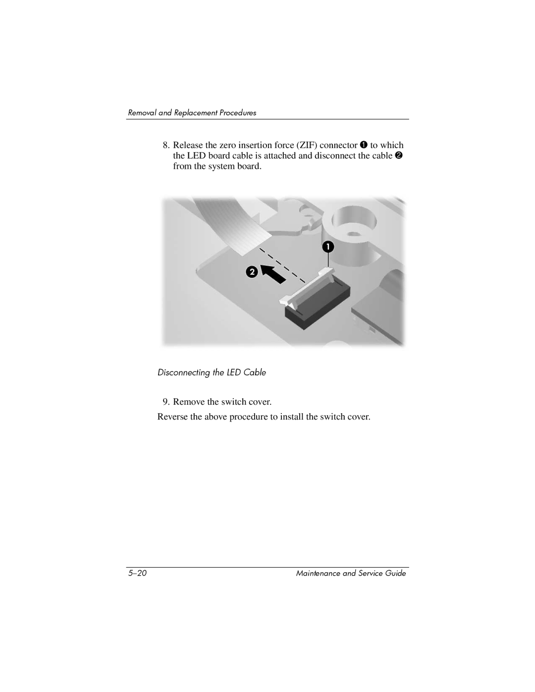 HP X6001XX, X6125CL, X6100, X6050US, X6050CA, X6002XX, X6000, X6003XX manual Disconnecting the LED Cable 