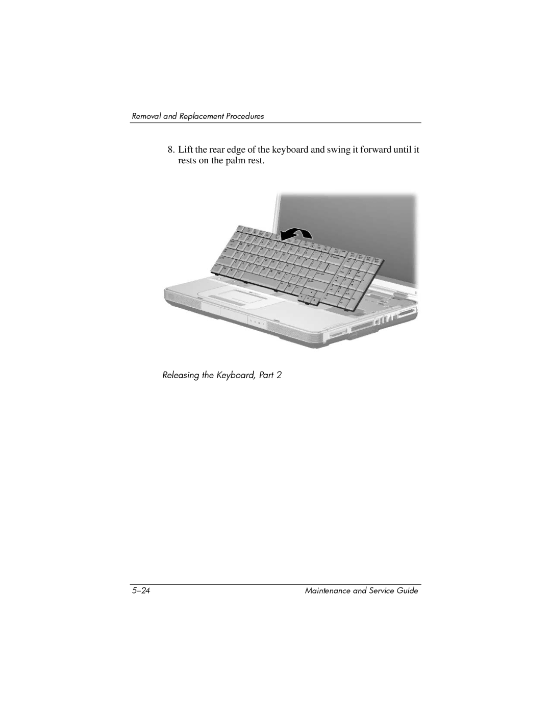 HP X6125CL, X6100, X6050US, X6050CA, X6001XX, X6002XX, X6000, X6003XX manual Releasing the Keyboard, Part 