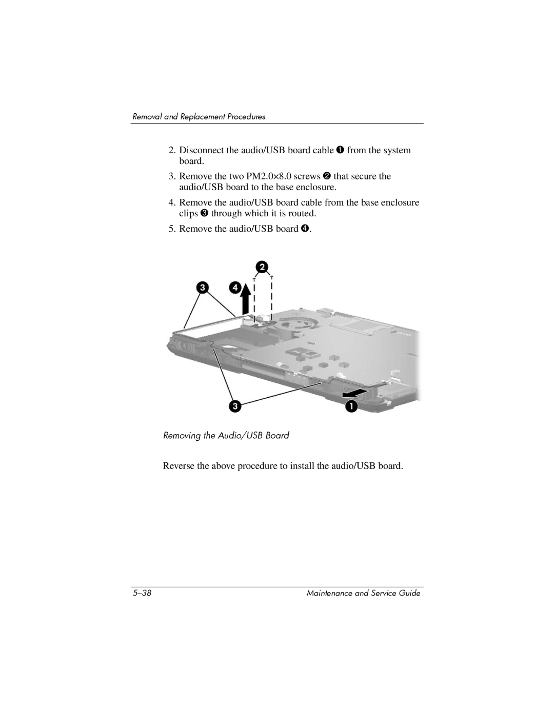 HP X6000, X6125CL, X6100, X6050US, X6050CA, X6001XX, X6002XX, X6003XX Reverse the above procedure to install the audio/USB board 