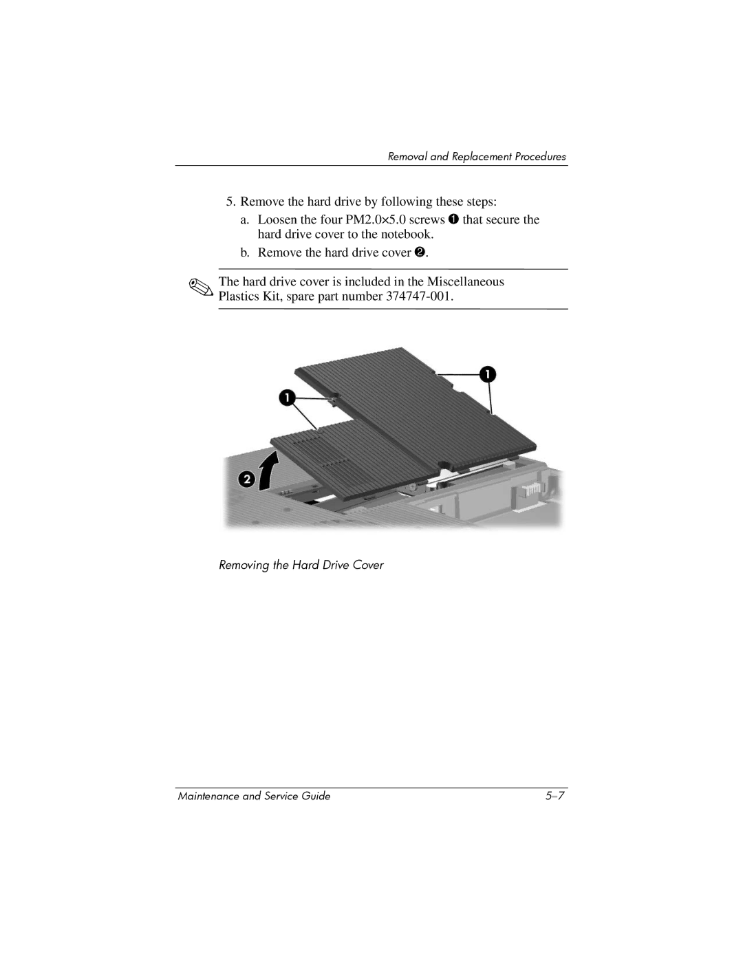 HP X6003XX, X6125CL, X6100, X6050US, X6050CA, X6001XX, X6002XX, X6000 manual Removing the Hard Drive Cover 