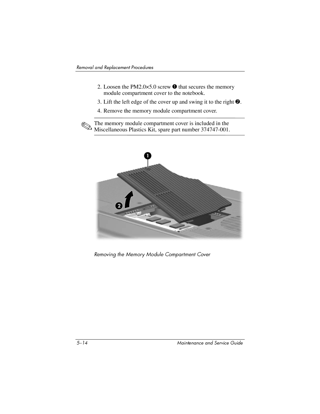 HP X6000, X6125CL, X6100, X6050US, X6050CA, X6001XX, X6002XX, X6003XX manual Removing the Memory Module Compartment Cover 