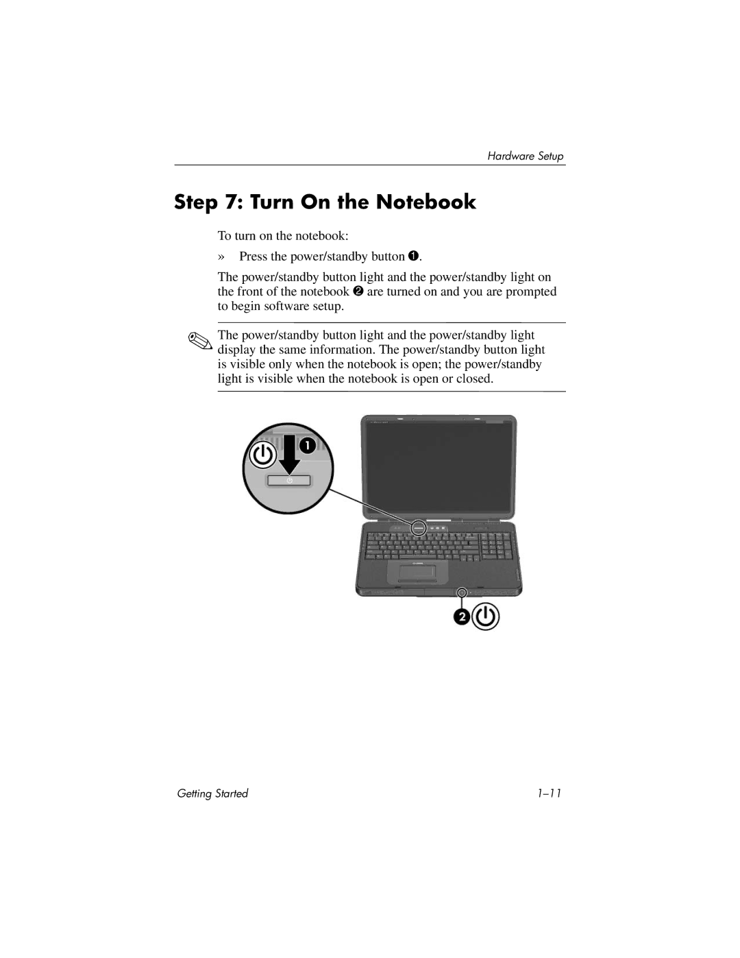 HP X6050CA, X6125CL, X6110US, X6050US, X6070US, X6105CL, X6001XX, X6002XX, X6000, X6003XX manual Turn On the Notebook 