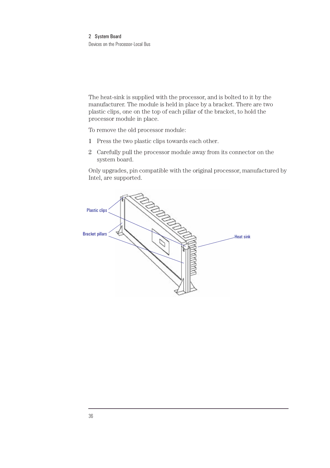 HP XA manual Plastic clips Bracket pillars Heat sink 