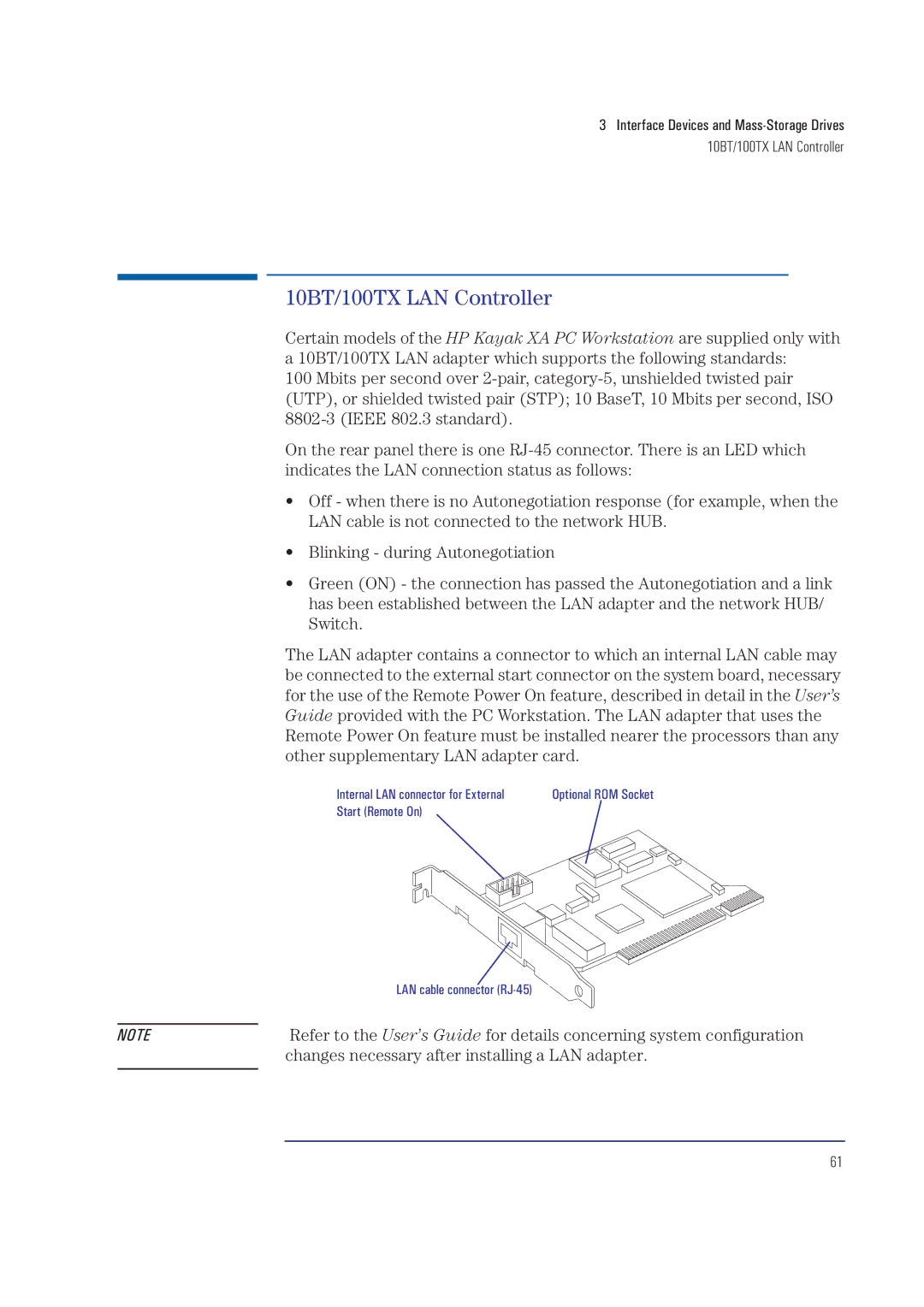 HP XA manual 10BT/100TX LAN Controller 