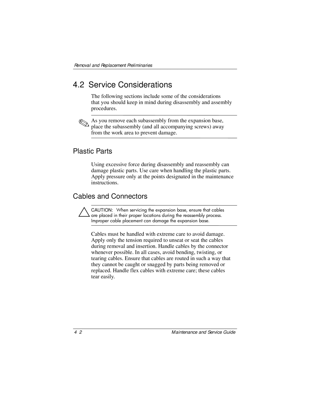 HP XB3000 manual Service Considerations, Plastic Parts 