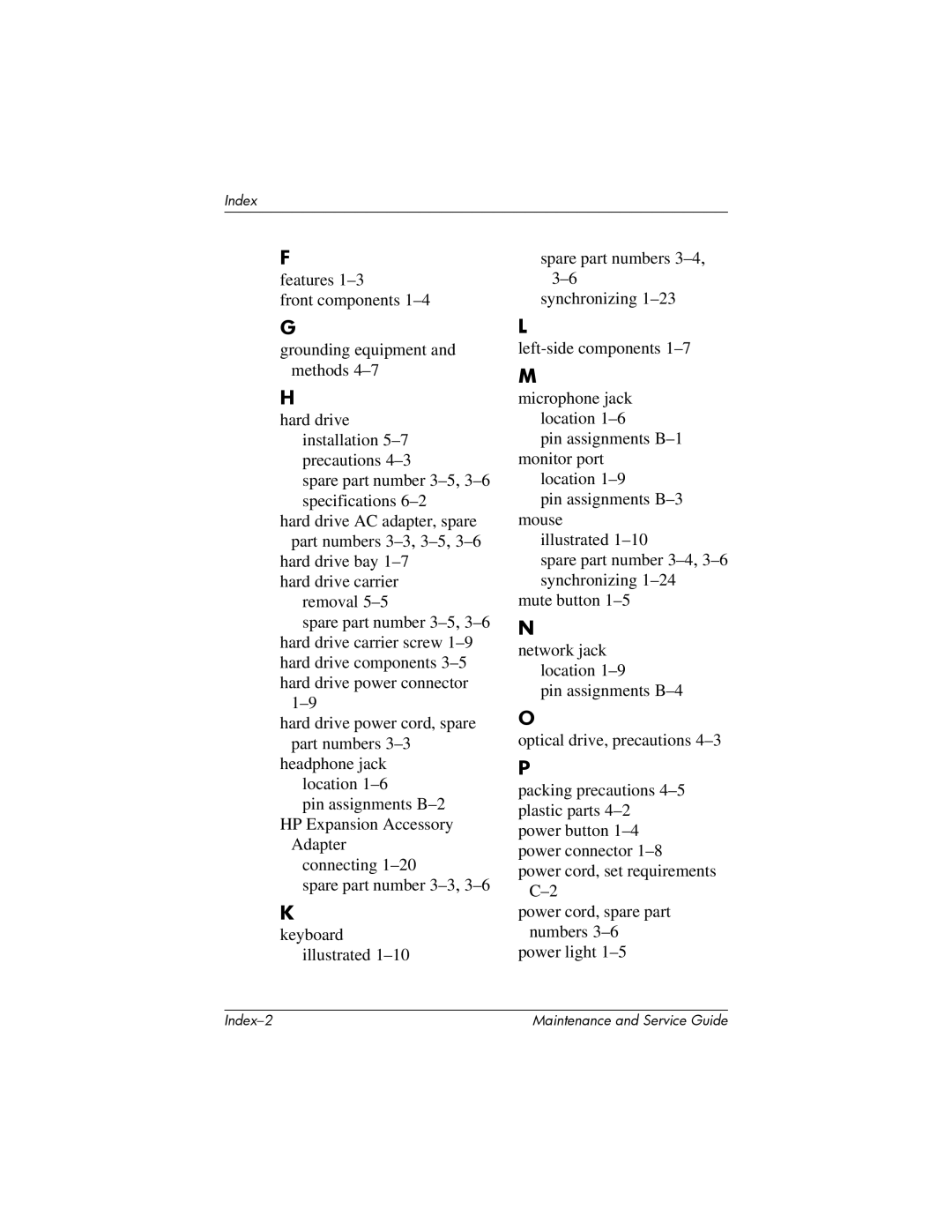 HP XB3000 manual Index 