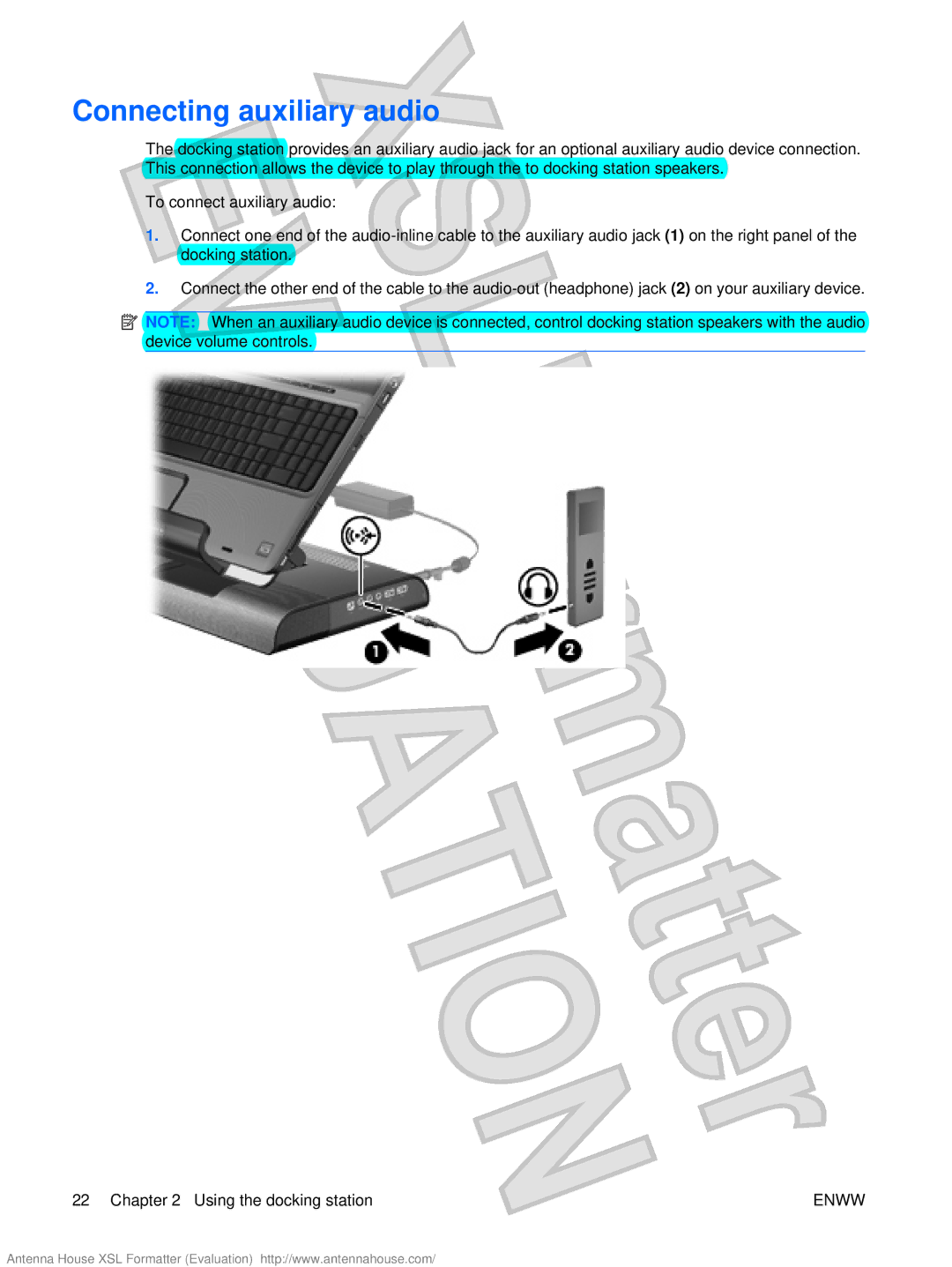 HP XB4000 manual Connecting auxiliary audio 