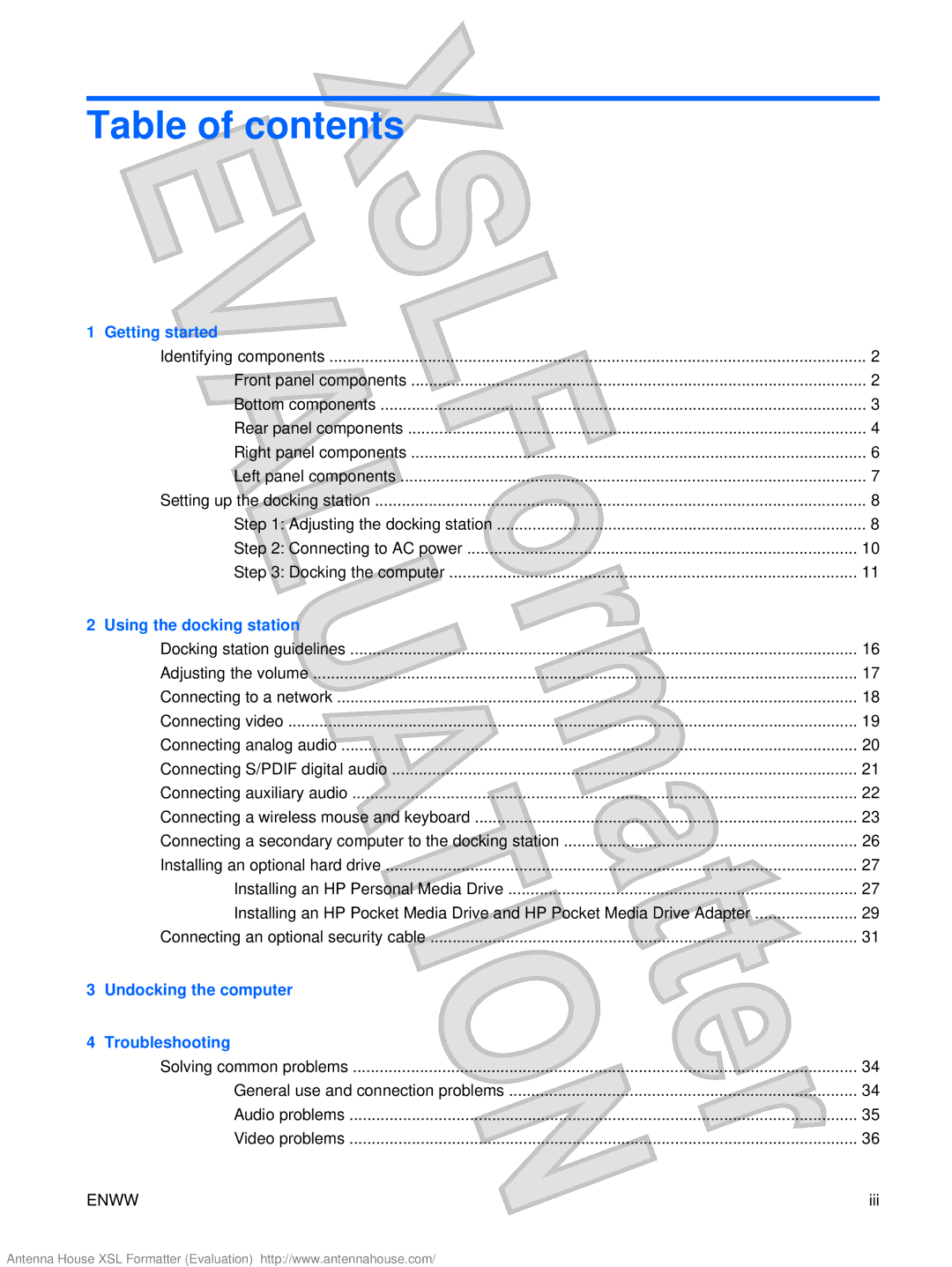 HP XB4000 manual Table of contents 