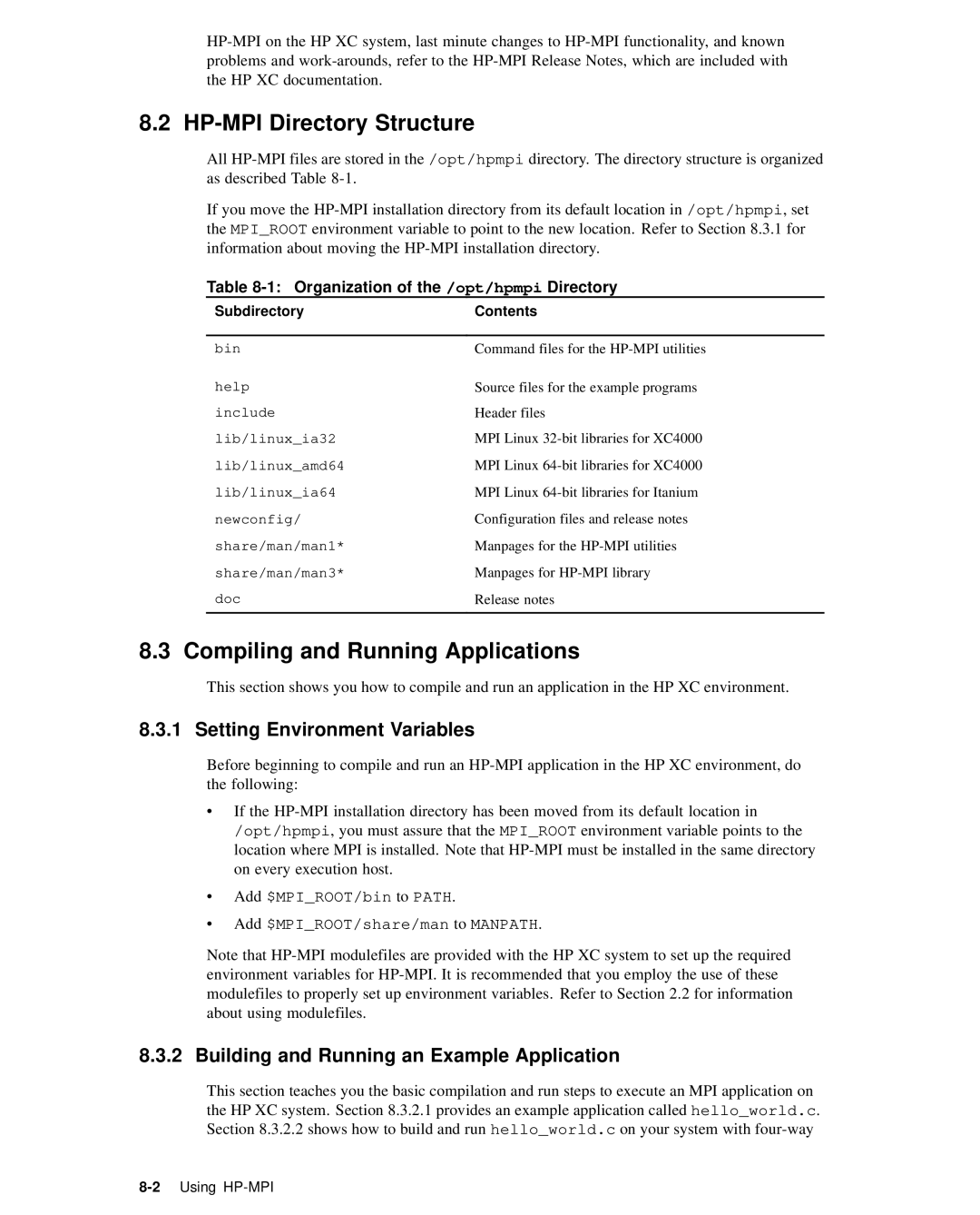 HP XC System 2.x Software HP-MPI Directory Structure, Compiling and Running Applications, Setting Environment Variables 