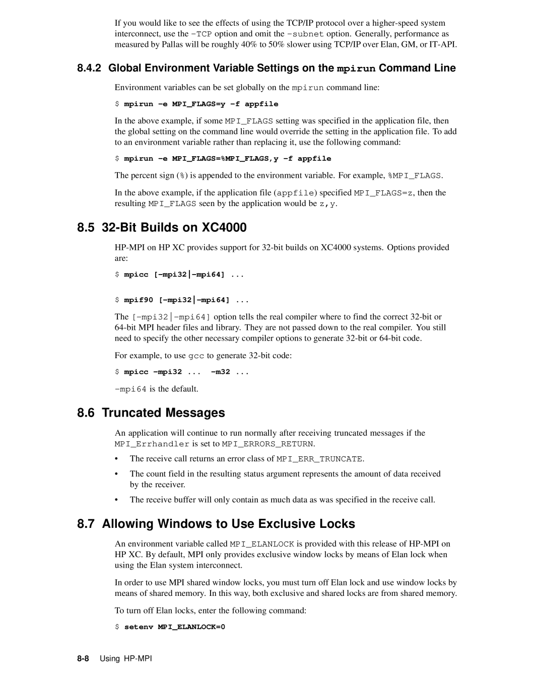 HP XC System 2.x Software manual Bit Builds on XC4000, Truncated Messages, Allowing Windows to Use Exclusive Locks 