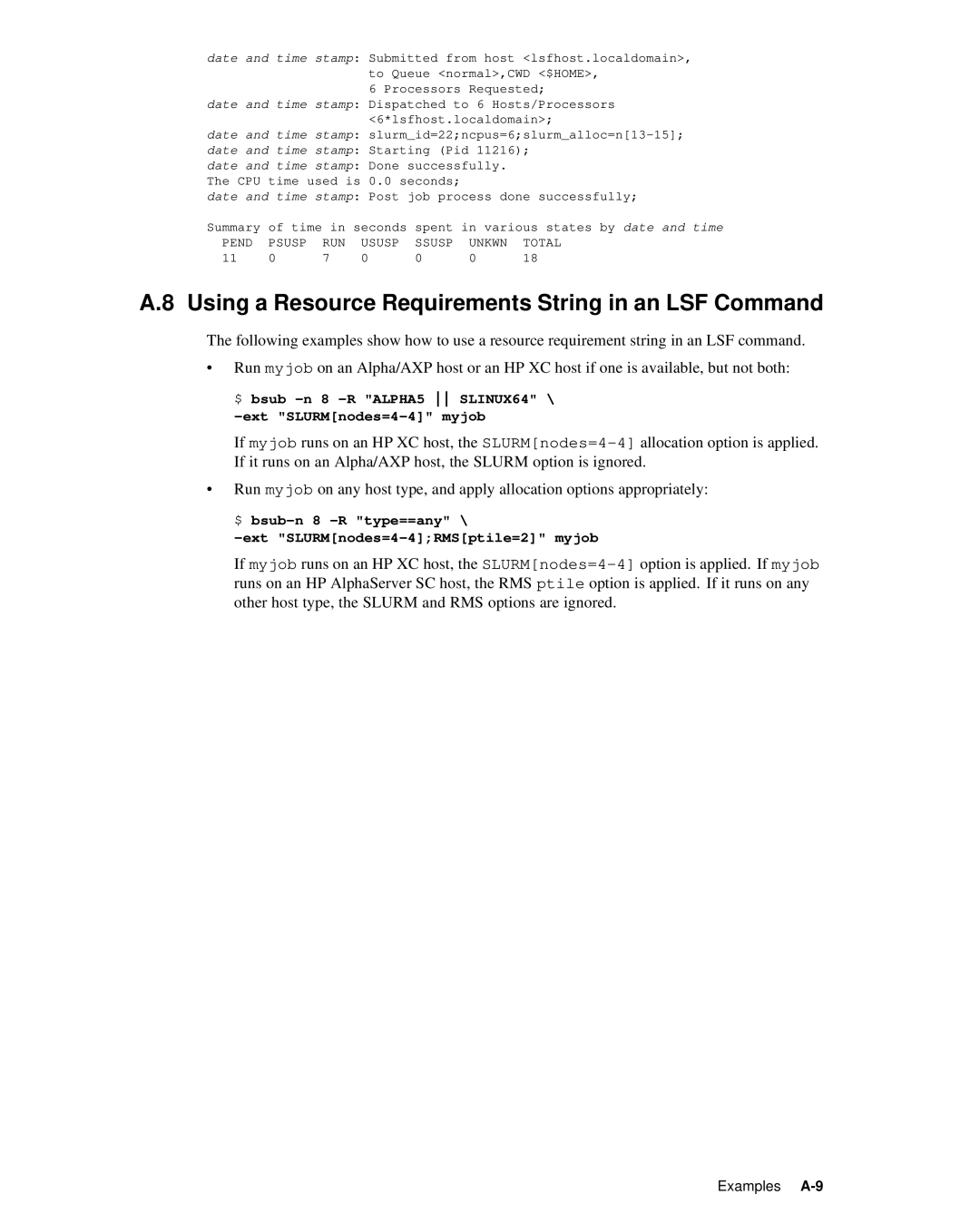 HP XC System 2.x Software manual Using a Resource Requirements String in an LSF Command 