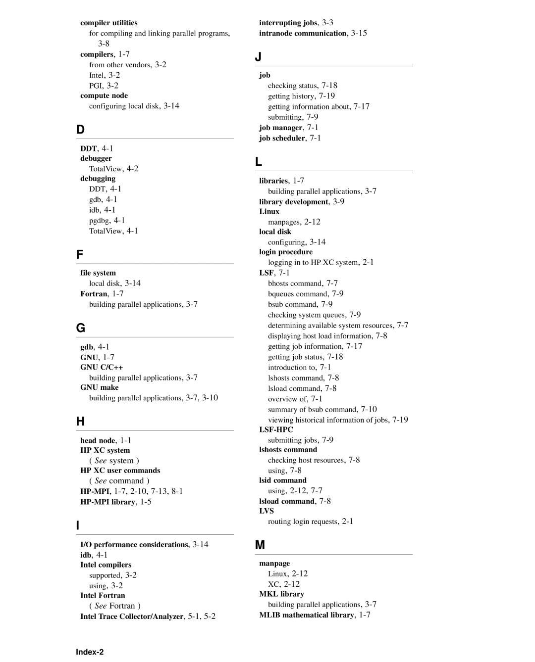 HP XC System 2.x Software manual Gdb, 4-1 GNU, Index-2 