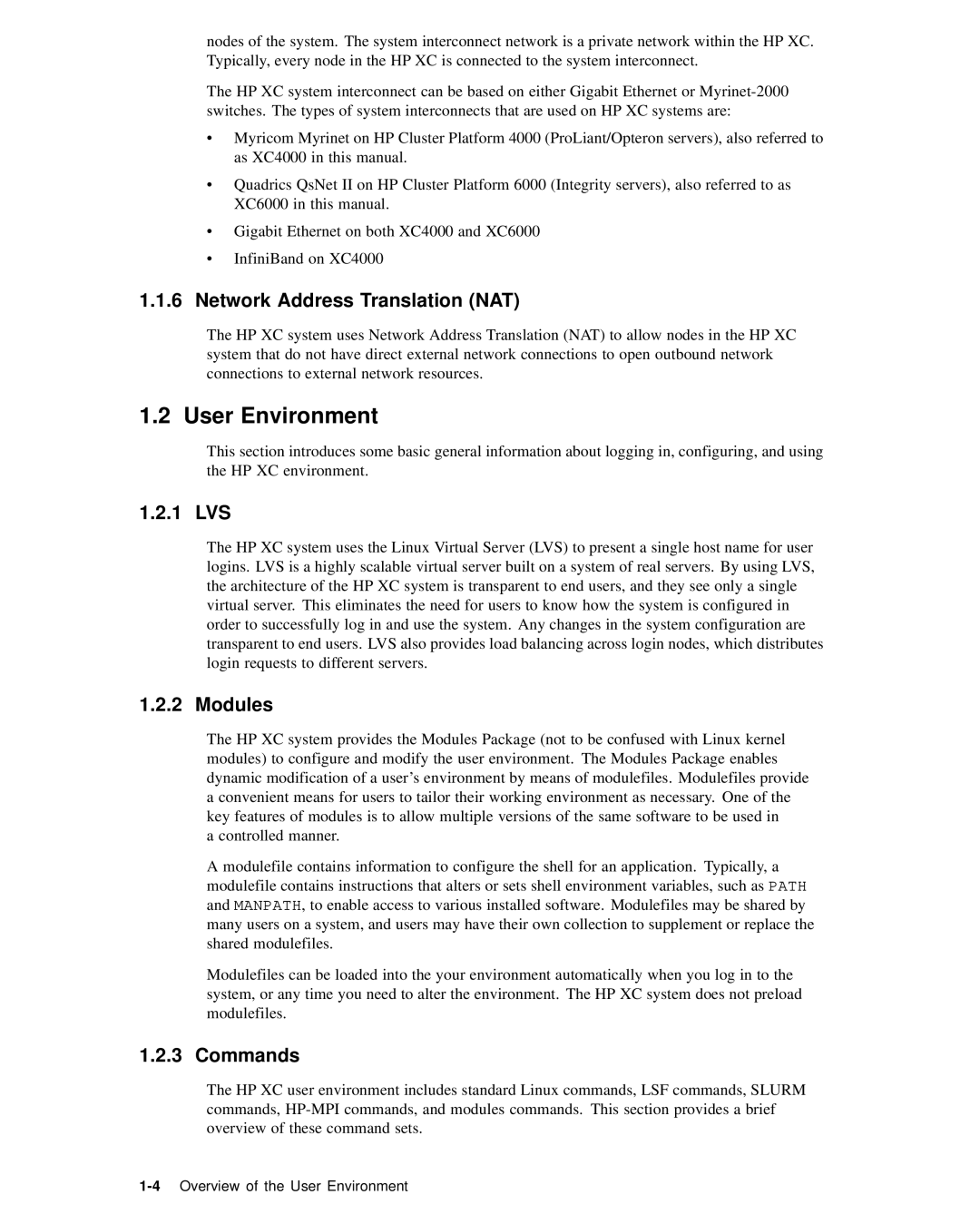 HP XC System 2.x Software manual User Environment, Network Address Translation NAT, 1 LVS, Modules, Commands 