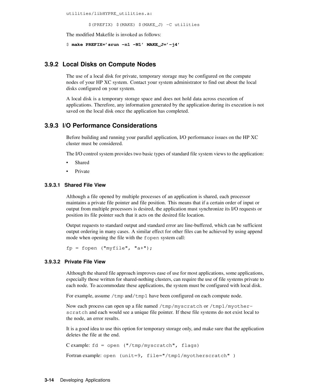 HP XC System 2.x Software manual Local Disks on Compute Nodes, 3 I/O Performance Considerations, Shared File View 