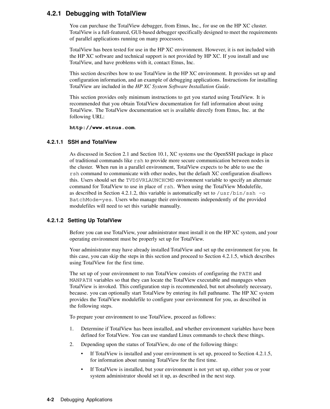 HP XC System 2.x Software manual Debugging with TotalView, SSH and TotalView, Setting Up TotalView 