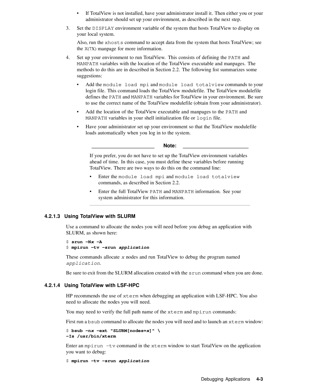 HP XC System 2.x Software manual Using TotalView with Slurm, Using TotalView with LSF-HPC 