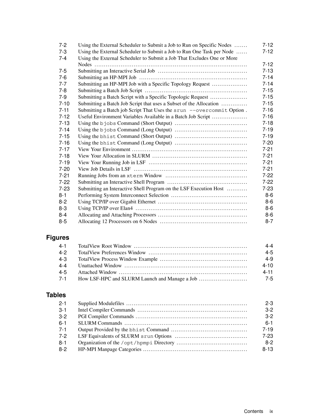 HP XC System 2.x Software manual Figures, Tables 